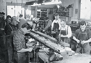 Hard at work at the Dayton Boot Co.